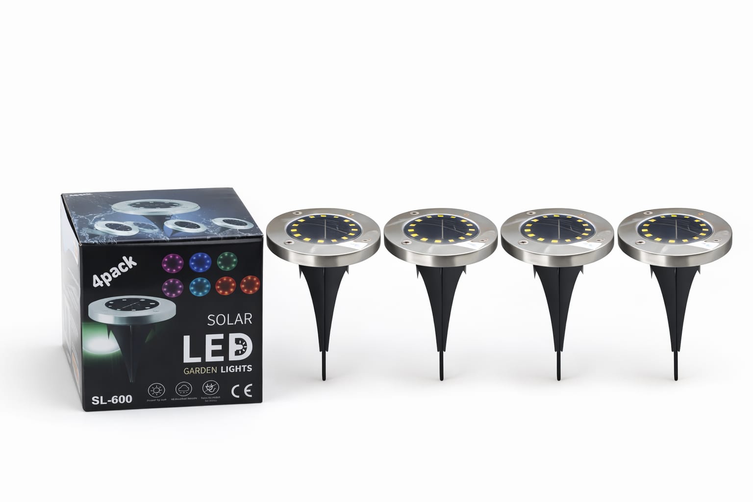 Solar-LED-Bodenleuchten 4er-Set zur dekorativen Außenbeleuchtung